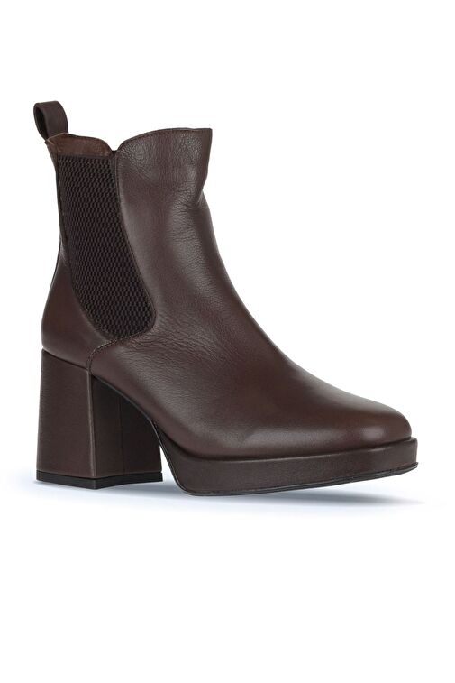 Bueno Shoes Kahverengi Deri Kadın Topuklu Bot 01wv8100 - Görsel 3