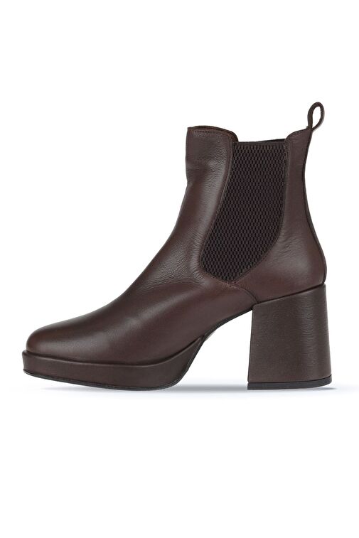 Bueno Shoes Kahverengi Deri Kadın Topuklu Bot 01wv8100 - Görsel 4