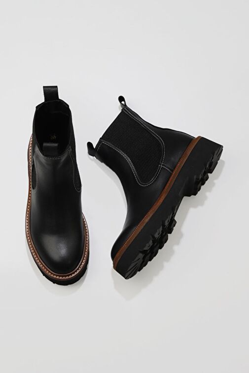 Bueno Shoes Siyah Deri Kadın Düz Bot 01wv9905 - Görsel 6