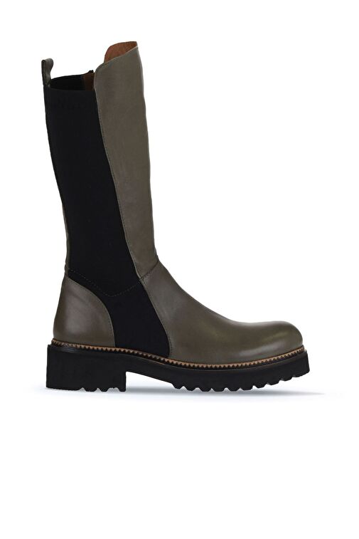 Bueno Shoes Haki Deri Kadın Düz Çizme 01wt0803 - Görsel 2