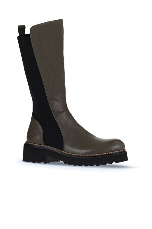 Bueno Shoes Haki Deri Kadın Düz Çizme 01wt0803 - Görsel 4