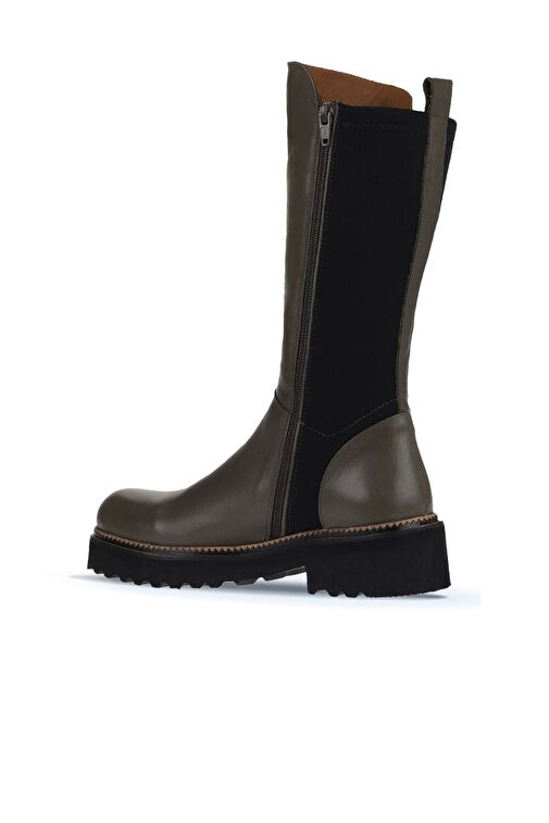 Bueno Shoes Haki Deri Kadın Düz Çizme 01wt0803 - Görsel 5