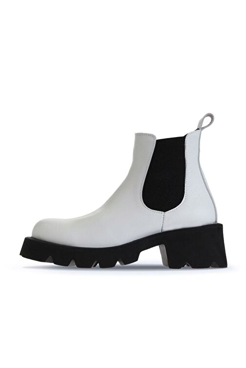Bueno Shoes Beyaz Flotter Deri Kadın Topuklu Bot 01wt1705 - Görsel 5