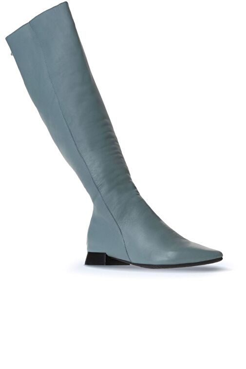 Bueno Shoes Mavi Deri Kadın Düz Çizme 01wr3009 - Görsel 4