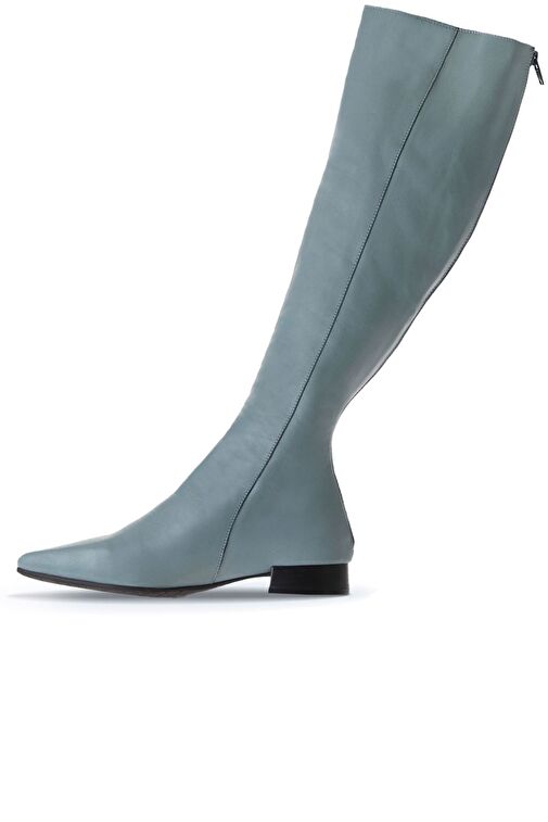 Bueno Shoes Mavi Deri Kadın Düz Çizme 01wr3009 - Görsel 3