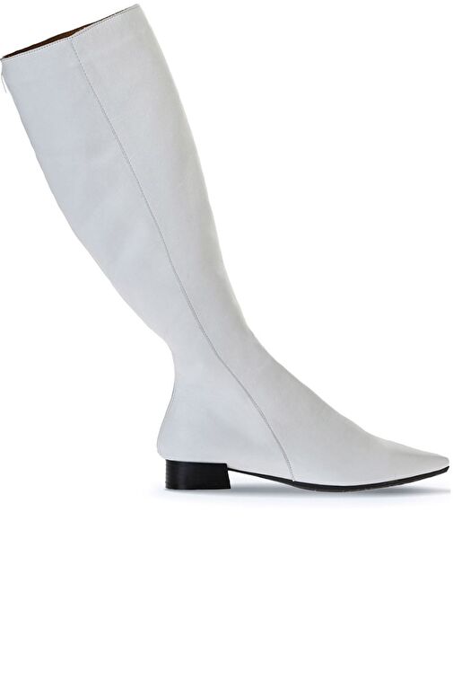 Bueno Shoes Beyaz Deri Kadın Düz Çizme 01wr3009 - Görsel 2