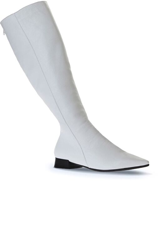 Bueno Shoes Beyaz Deri Kadın Düz Çizme 01wr3009 - Görsel 4