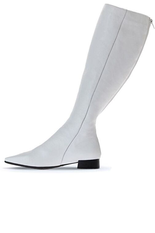 Bueno Shoes Beyaz Deri Kadın Düz Çizme 01wr3009 - Görsel 3