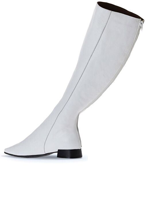 Bueno Shoes Beyaz Deri Kadın Düz Çizme 01wr3009 - Görsel 5