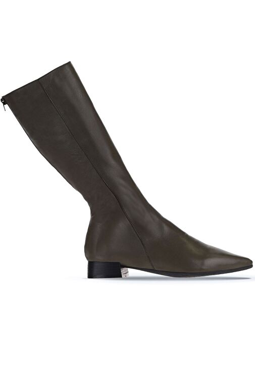 Bueno Shoes Haki Deri Kadın Düz Çizme 01wr3010 - Görsel 2