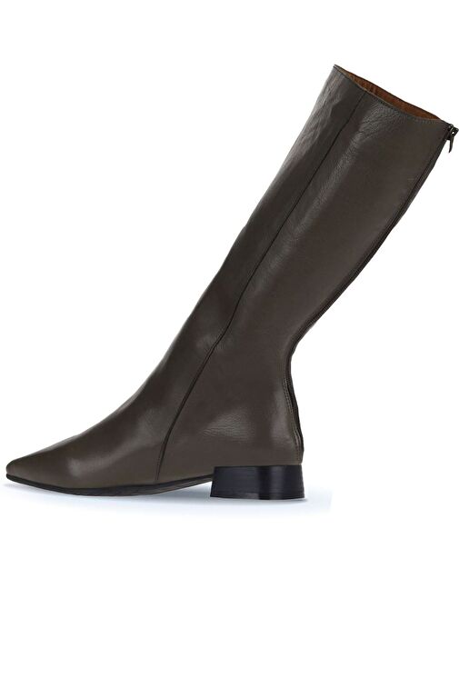 Bueno Shoes Haki Deri Kadın Düz Çizme 01wr3010 - Görsel 5