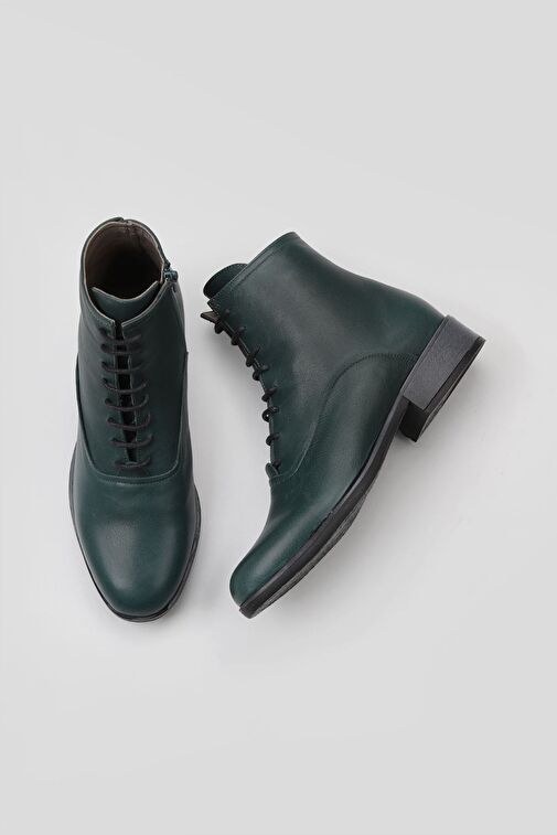 Bueno Shoes Yeşil Deri Kadın Düz Bot 01wr3303 - Görsel 2