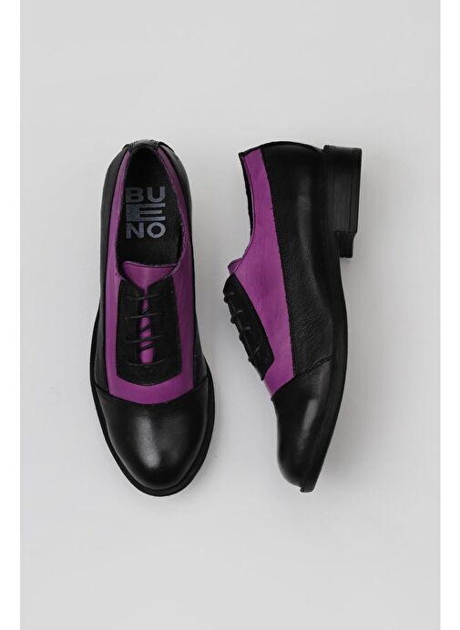 Bueno Shoes Siyah Beyaz Deri Kadın Düz Ayakkabı 01wt2600 - Görsel 2
