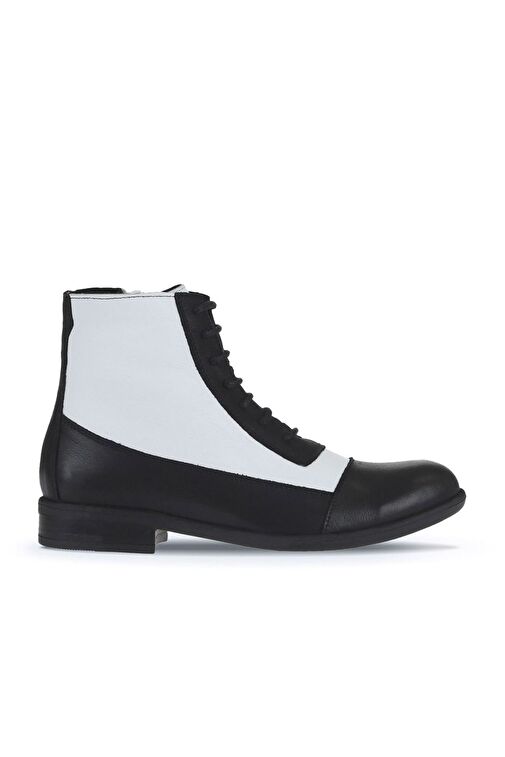 Bueno Shoes Siyah Beyaz Deri Kadın Düz Bot 01wt2601 - Görsel 3