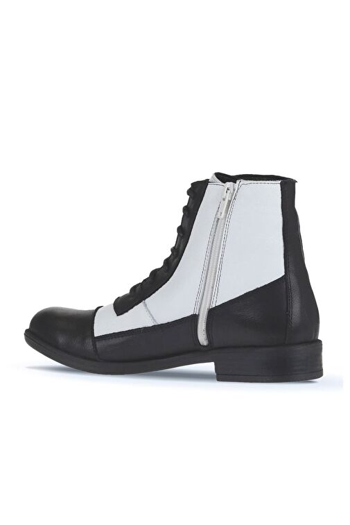 Bueno Shoes Siyah Beyaz Deri Kadın Düz Bot 01wt2601 - Görsel 6