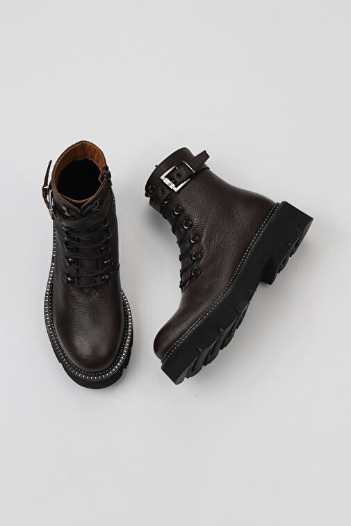 Bueno Shoes Kahverengi Flotter Deri Kadın Düz Bot 01wr3400 - Görsel 2
