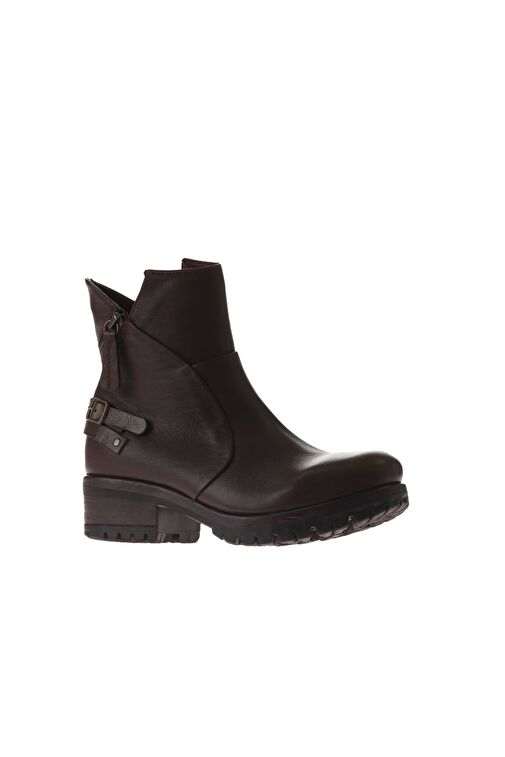 Bueno Shoes Bordo Kahverengi Deri Kadın Topuklu Bot 01wv0901 - Görsel 4