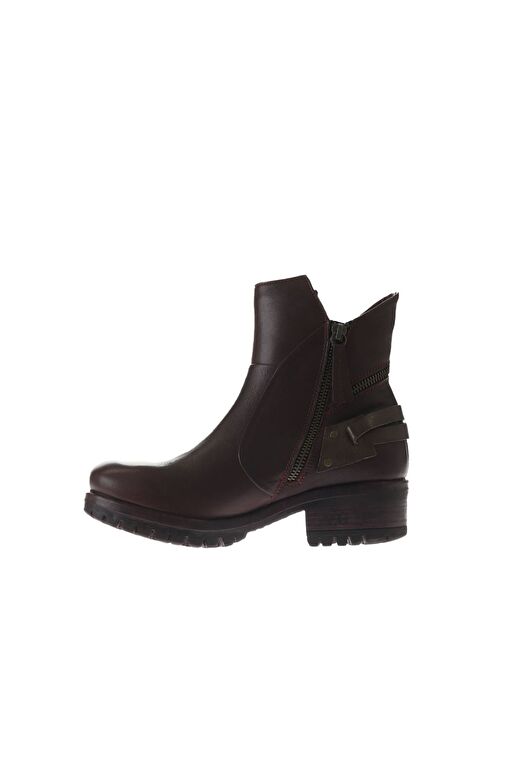 Bueno Shoes Bordo Kahverengi Deri Kadın Topuklu Bot 01wv0901 - Görsel 5