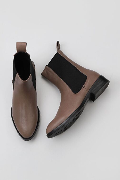 Bueno Shoes Gri Deri Kadın Düz Bot 01wt2403 - Görsel 2