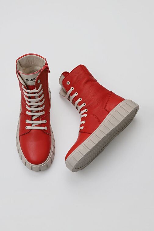Bueno Shoes Kırmızı Flotter Deri Kadın Düz Bot 01wt3404 - Görsel 2