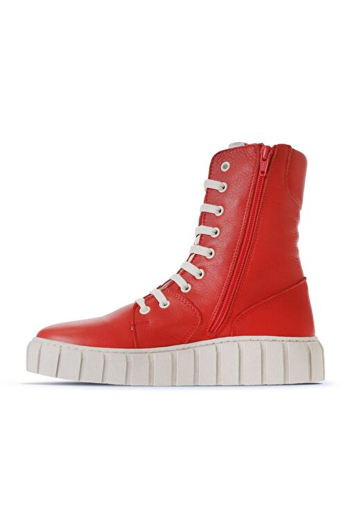 Bueno Shoes Kırmızı Flotter Deri Kadın Düz Bot 01wt3404 - Görsel 5