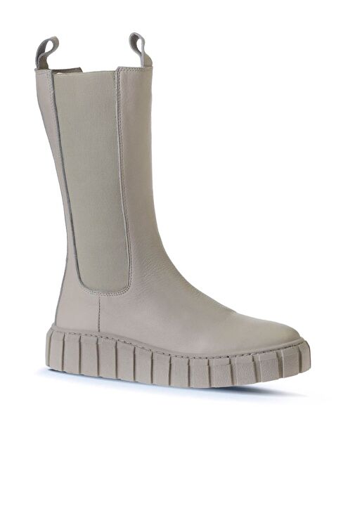 Bueno Shoes Bej Deri Kadın Dolgu Topuklu Bot 01wt3410 - Görsel 3