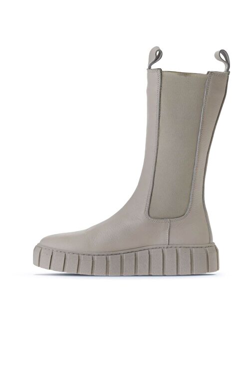 Bueno Shoes Bej Deri Kadın Dolgu Topuklu Bot 01wt3410 - Görsel 4