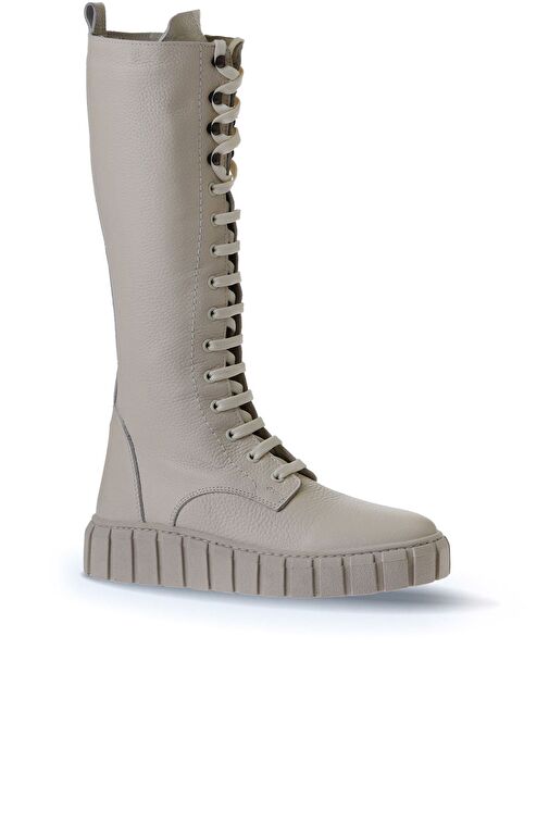 Bueno Shoes Bej Deri Kadın Dolgu Topuklu Çizme 01wt3411 - Görsel 3