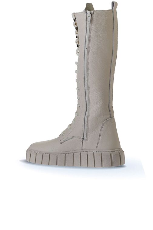 Bueno Shoes Bej Deri Kadın Dolgu Topuklu Çizme 01wt3411 - Görsel 5