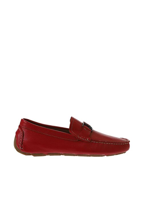 Bueno Shoes Kırmızı Flotter Deri Erkek Loafer 05ms2025 - Görsel 3
