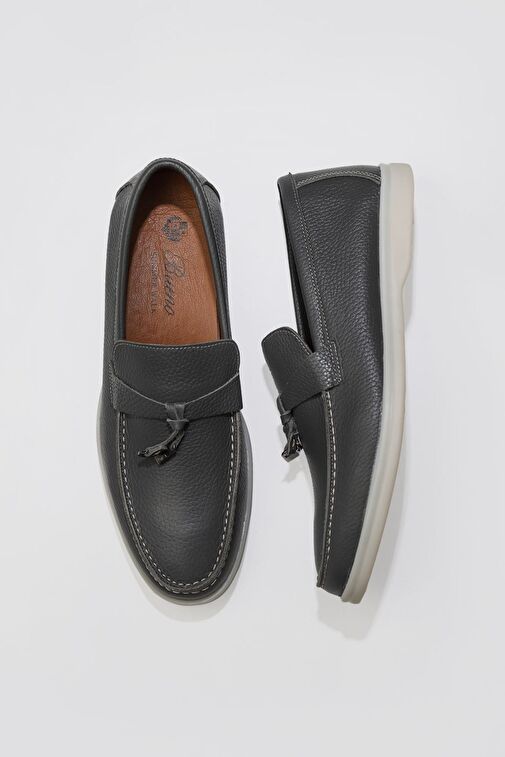Bueno Shoes Gri Flotter Deri Erkek Loafer 05ms101 - Görsel 2
