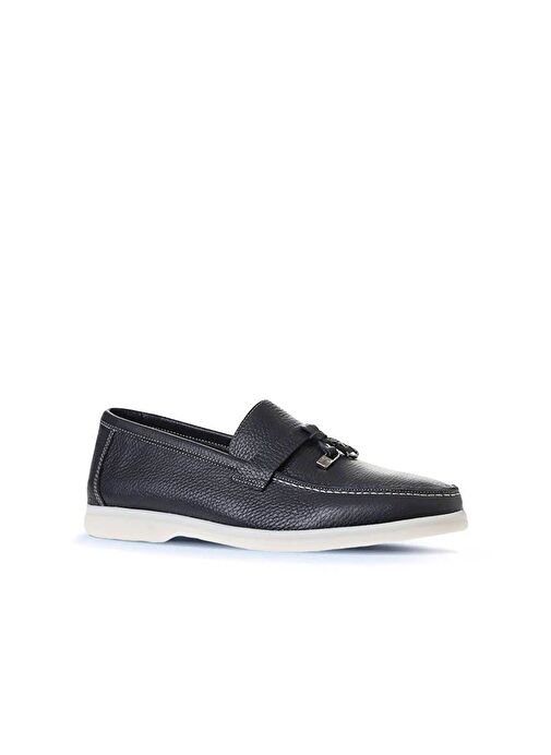 Bueno Shoes Lacivert Flotter Deri Erkek Loafer 05ms101 - Görsel 4