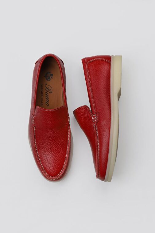Bueno Shoes Kırmızı Flotter Deri Kadın Loafer 05ws102 - Görsel 2