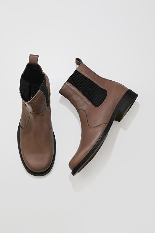 Bueno Shoes Gri Deri Kadın Düz Bot 01wv8601 - Görsel 2