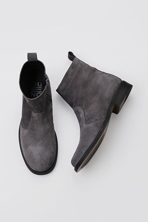Bueno Shoes Gri Süet Kadın Düz Bot 01wv8603 - Görsel 6