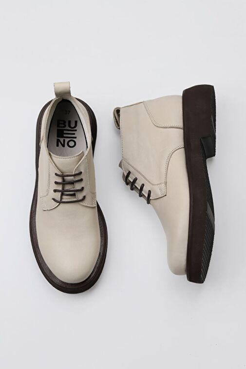 Bueno Shoes Bej Deri Kadın Düz Bot 01wt0503 - Görsel 2