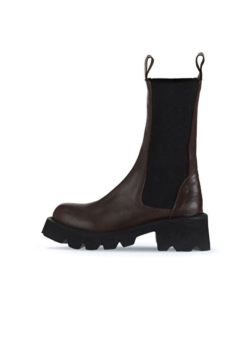 Bueno Shoes Kahverengi Deri Kadın Topuklu Bot 01wt1703 - Görsel 4