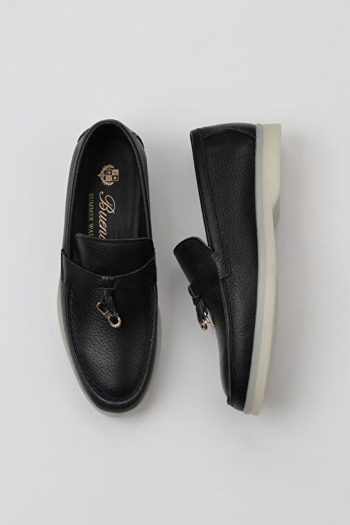 Bueno Shoes Siyah Flotter Deri Kadın Loafer 05ws101 - Görsel 3