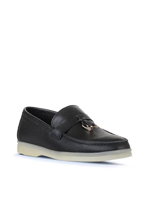 Bueno Shoes Siyah Flotter Deri Kadın Loafer 05ws101 - Görsel 4