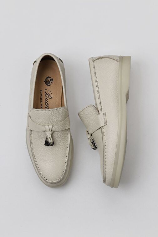 Bueno Shoes Bej Flotter Deri Kadın Loafer 05ws101 - Görsel 2