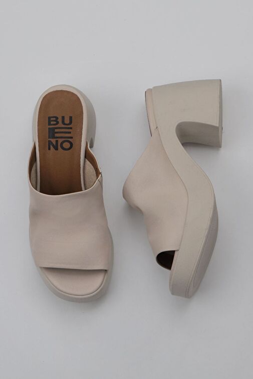 Bueno Shoes Krem Deri Kadın Topuklu Terlik 01wy12200 - Görsel 2