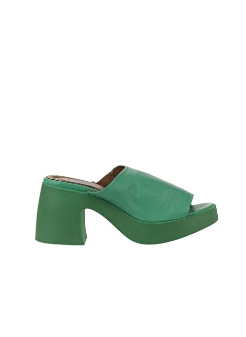 Bueno Shoes Yeşil Koyu Deri Kadın Topuklu Terlik 01wy12200 - Görsel 3