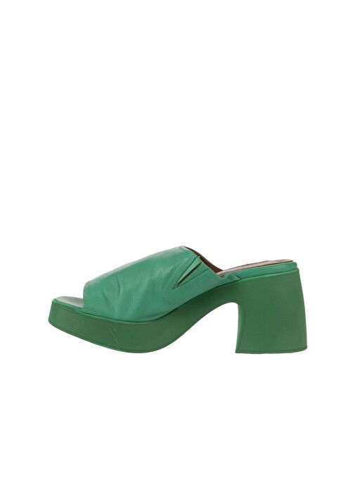 Bueno Shoes Yeşil Koyu Deri Kadın Topuklu Terlik 01wy12200 - Görsel 5