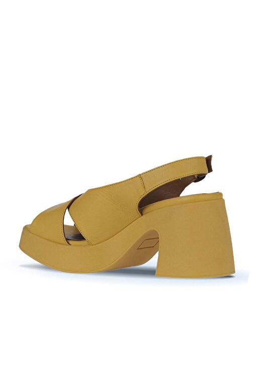 Bueno Shoes Sarı Deri Kadın Dolgu Topuklu Ayakkabı 01wy12202 - Görsel 6