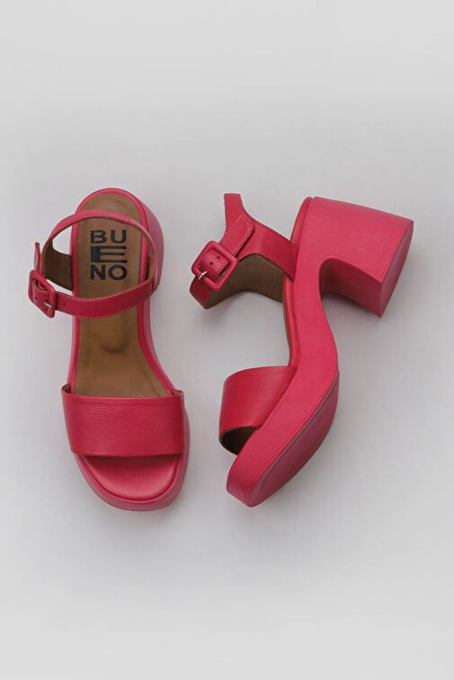 Bueno Shoes Fuşya Deri Kadın Dolgu Topuklu Ayakkabı 01wy12204 - Görsel 3
