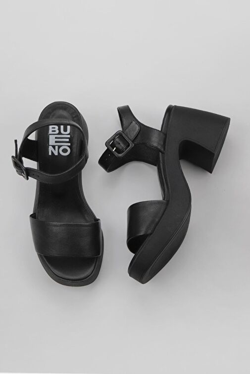 Bueno Shoes Siyah Deri Kadın Dolgu Topuklu Ayakkabı 01wy12204 - Görsel 3