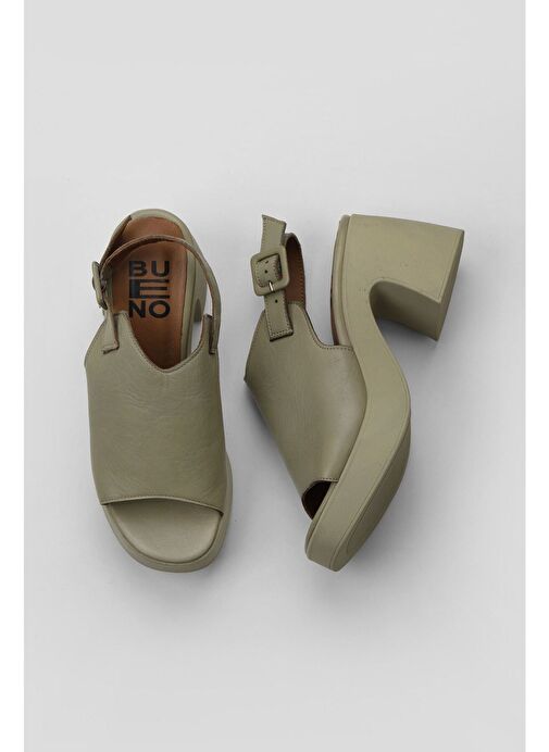 Bueno Shoes Haki Deri Kadın Topuklu Sandalet 01wy12208 - Görsel 2