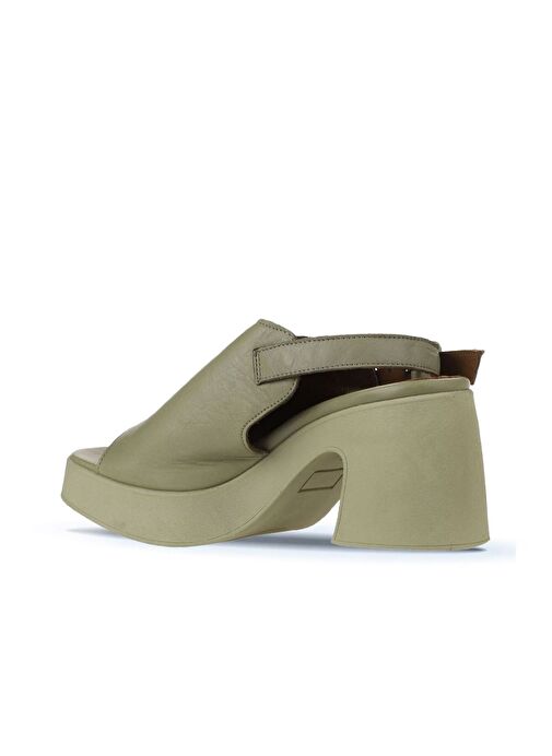 Bueno Shoes Haki Deri Kadın Topuklu Sandalet 01wy12208 - Görsel 6
