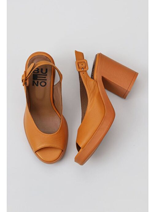Bueno Shoes Turuncu Deri Kadın Topuklu Sandalet 01wy12300 - Görsel 3
