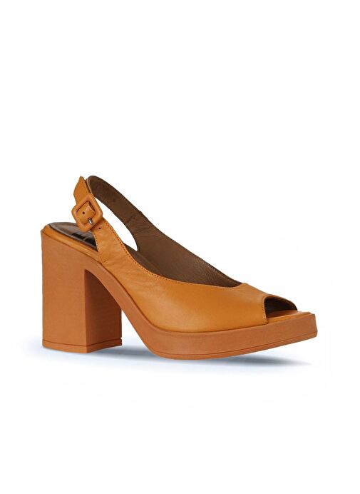 Bueno Shoes Turuncu Deri Kadın Topuklu Sandalet 01wy12300 - Görsel 4